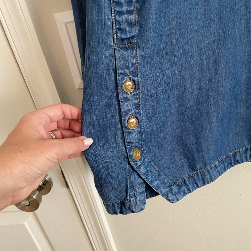 Chico's Classic Blue Denim Shirt - Picture 6 of 9